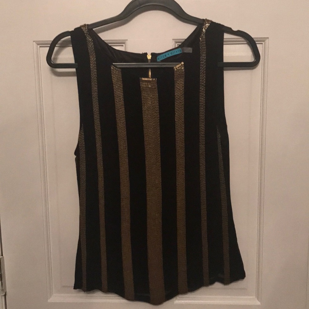 Alice and Olivia gold beaded tank top